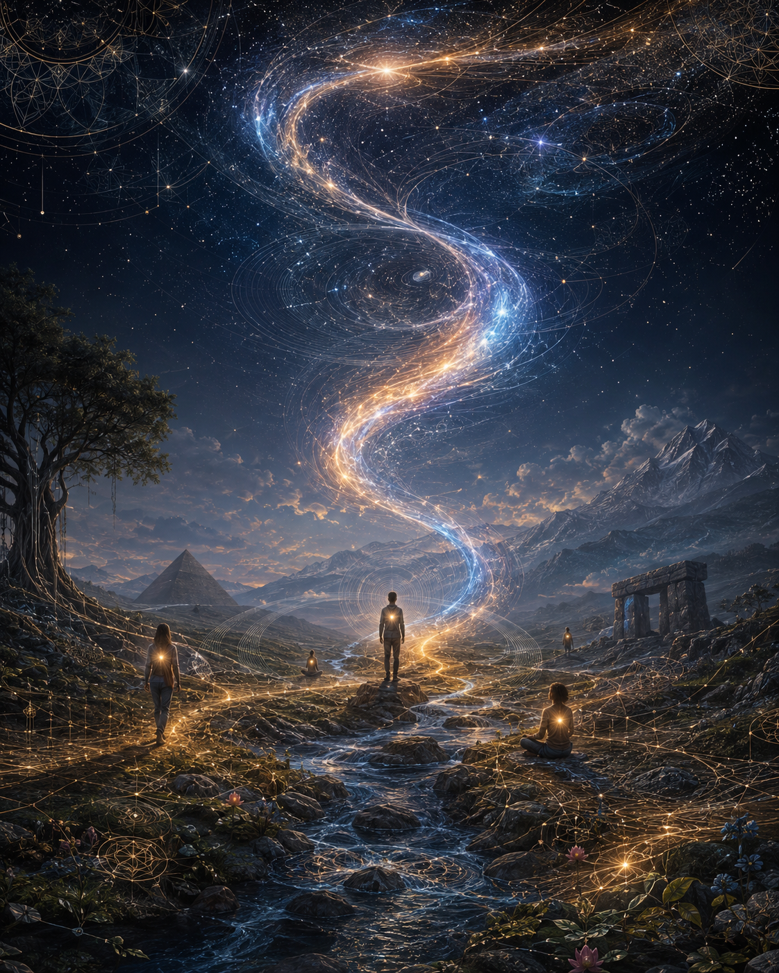 A meditating adult receiving living light through direct inner experience