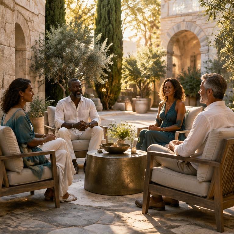 An All-Love community sharing a peaceful courtyard