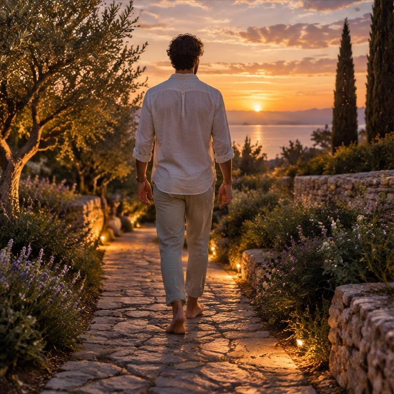 A quiet garden walk at the end of the day