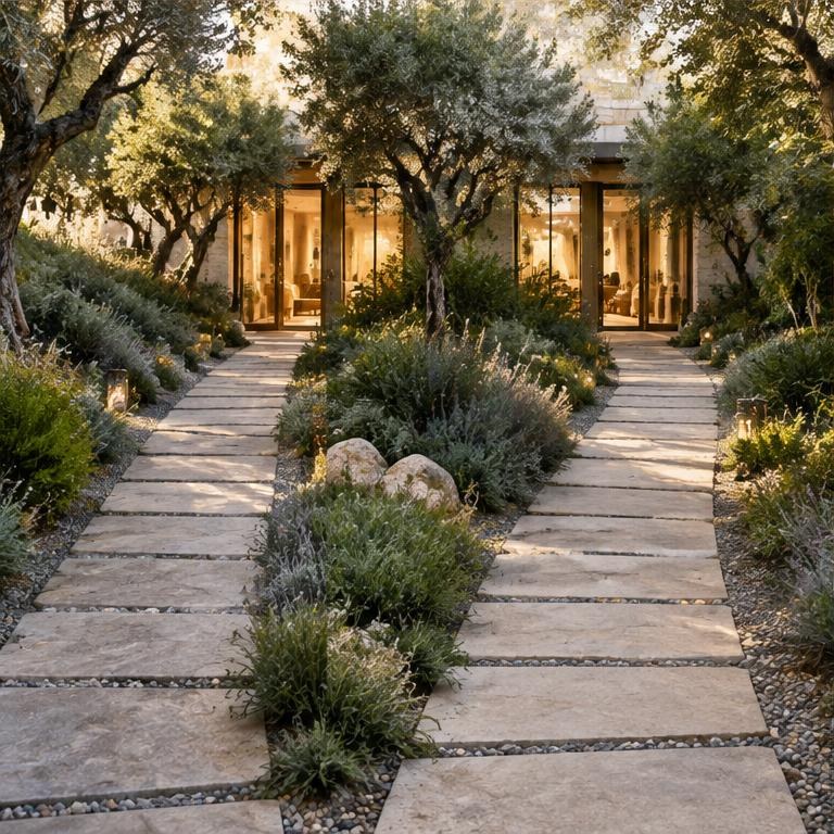 Two garden pathways leading to a welcoming space